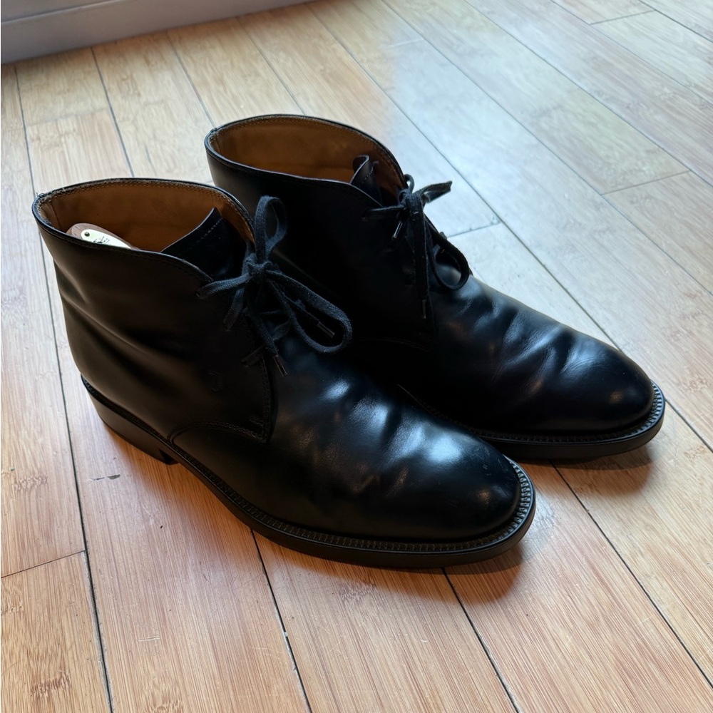 Tod’s Black Leather Chukka Boots Size 10 Made in Italy